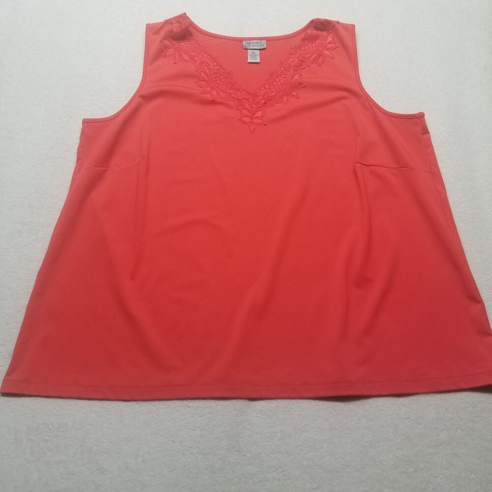 Maggie Barns For Catherines 3X Top Tank Shell Warm Red Sleeveless Classic Basic
